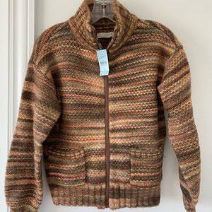 LOFT XSP Petite multicolor zip sweater NWT